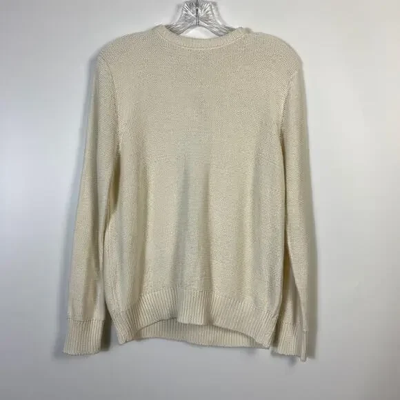 Zara Knit Cable Sweater Keyhole Back Ecru Size M - Picture 3 of 10